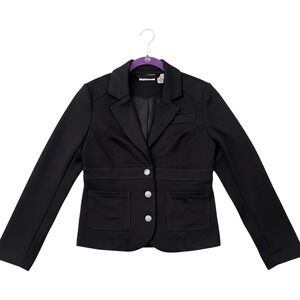 DKNY Jeans Womens Black Cotton Blend Stretch Blazer Jacket KCMUC060 Size Medium